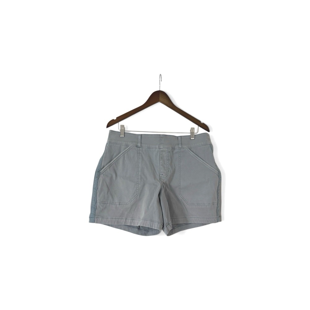 Spanx Stretch Twill 6" Shorts Womens Grey Pull On‎ Utility Pockets Size XL
